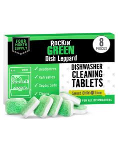 Tabletas Limpiadoras de Lavavajillas Rockin' Green - 8 Unidades