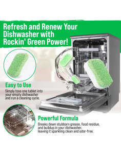 Tabletas Limpiadoras de Lavavajillas Rockin' Green - 8 Unidades 2
