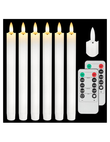 Juego de 6 Velas LED Sin Llama SEHNSY 24.4 cm con Control Remoto