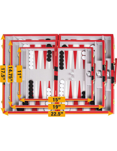 Juego de Backgammon Crazy Games Mediano 38 cm Rojo