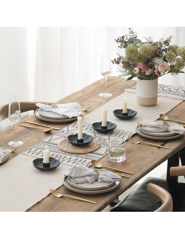 Soporte de Vela de Cerámica BEUNAIZER Negro Floral 11.94cm