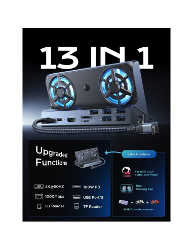 LISEN Estación de Acoplamiento 10-en-1 para Steam Deck OLED