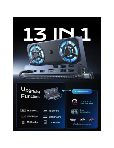 LISEN Estación de Acoplamiento 10-en-1 para Steam Deck OLED