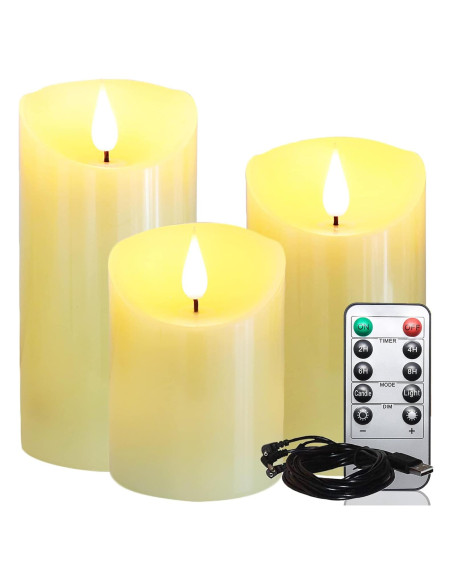 Velas LED Recargables Lezonic con Control Remoto - 3 Piezas