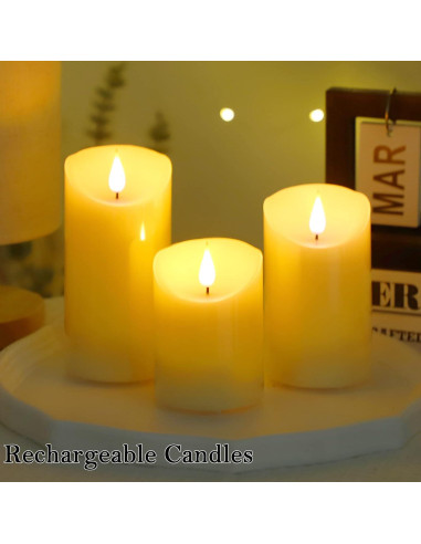 Velas LED Recargables Lezonic con Control Remoto - 3 Piezas