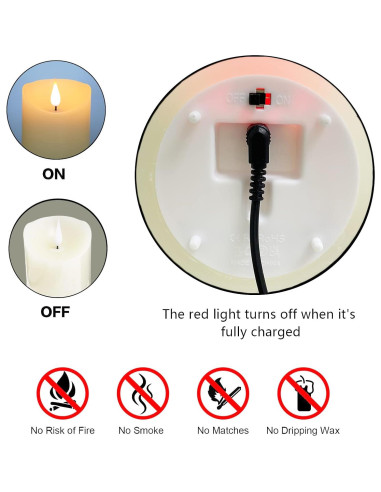 Velas LED Recargables Lezonic con Control Remoto - 3 Piezas