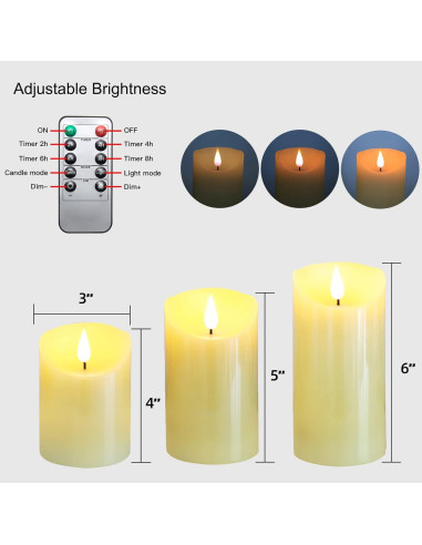 Velas LED Recargables Lezonic con Control Remoto - 3 Piezas