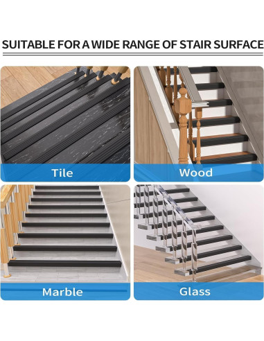 Protector de Borde de Escalera Elvone 1.0 m Negro Antideslizante