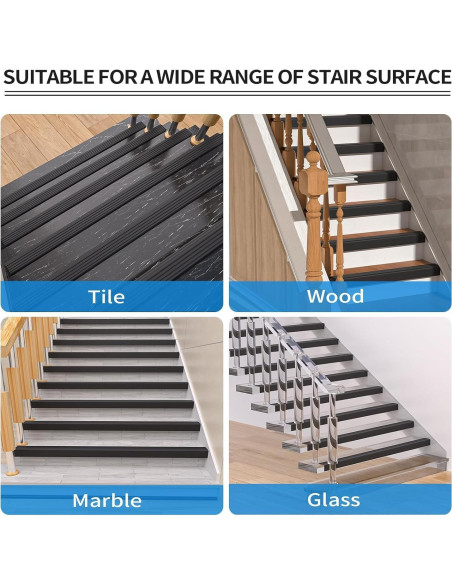 Protector de Borde de Escalera Elvone 1.0 m Negro Antideslizante