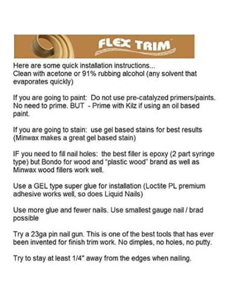 Moldura Flexible Poliuretano Flex Trim 3.66m 14.29mm Grosor