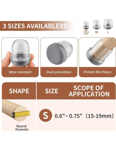 Ezprotekt 24 Tapas de Silicona para Patas de Silla 15-19mm 2