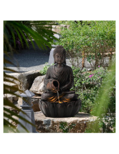 Fuente de Buda Zen Glitzhome 53 cm con Luz LED y Bomba