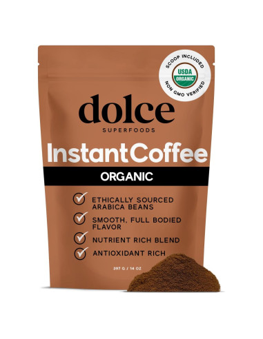 Café Instantáneo Orgánico Dolce Superfoods 396g - Sabor Intenso
