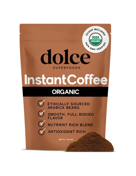Café Instantáneo Orgánico Dolce Superfoods 396g - Sabor Intenso