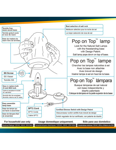 Lámpara de Sal Blanca Himalayan Glow 2.3 kg, Luz Nocturna