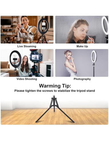 Anillo de Luz LED Herrfilk 33cm con Trípode 193cm y 48 Colores