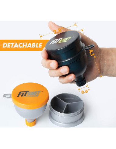 Embudo de Suplemento FitShot 120ml 2 en 1 con Pastillero