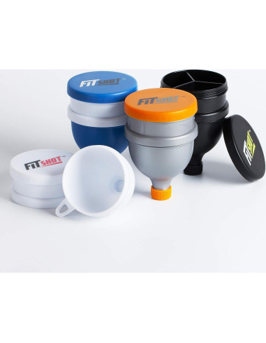 Embudo de Suplemento FitShot 120ml 2 en 1 con Pastillero