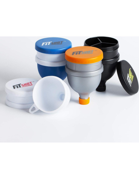 Embudo de Suplemento FitShot 120ml 2 en 1 con Pastillero
