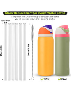 6 Pajitas Reutilizables Tritan Esayendder para Botellas Owala 21 cm 2