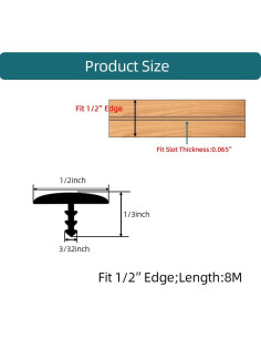 Moldura de goma T Tintvent 1/2" (8 m) negra para bricolaje 2