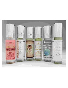 Set de 6 Aceites de Perfume Al-Rehab 6ml - Suave, Sultan, Rosa, Choco, Jazmín, Almizcle