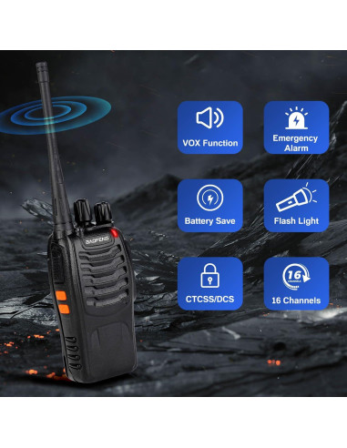 Walkie Talkies Baofeng 888S 4 Pack con Auriculares
