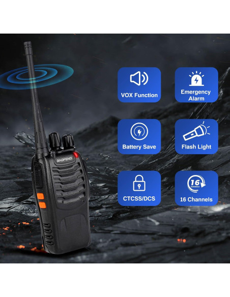 Walkie Talkies Baofeng 888S 4 Pack con Auriculares