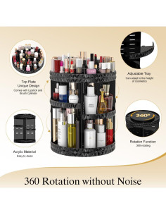 Organizador de Maquillaje Giratorio Famitree 360 Negro 27.9 cm 2