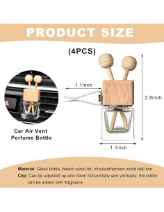 Botella Difusora de Aire Fresco KVAEY 4PCS Vidrio Recargable 2