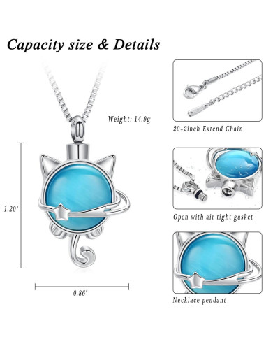 Collar de cremación XSMZB para cenizas de mascotas en piedra lunar