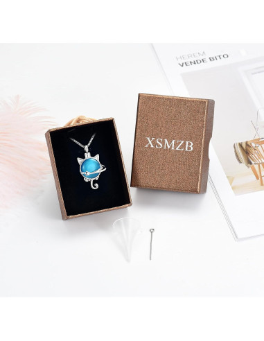 Collar de cremación XSMZB para cenizas de mascotas en piedra lunar