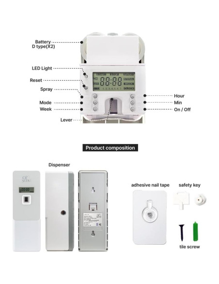 Dispensador Automático de Fragancia Orsene Gris - Programable
