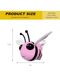 Ambientador de Auto Abeja Linda SHMZK - Clip Ventilación Rosa 2