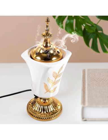 Quemador de Incienso Eléctrico HOMSFOU Cerámica y Metal 20x7cm