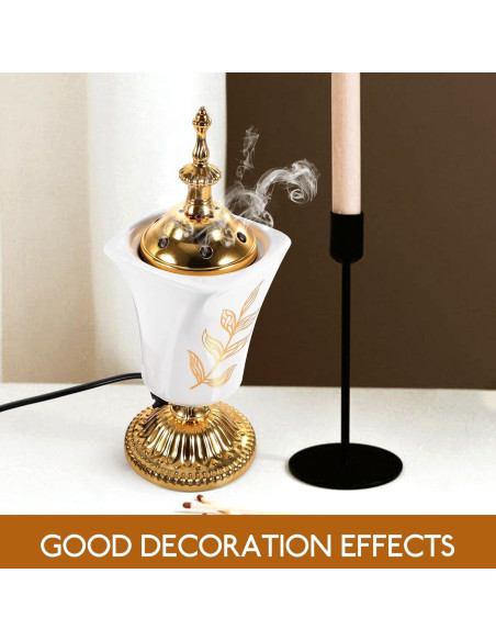 Quemador de Incienso Eléctrico HOMSFOU Cerámica y Metal 20x7cm Quemador de Incienso Eléctrico HOMSFOU Cerámica y Metal 20x7cm