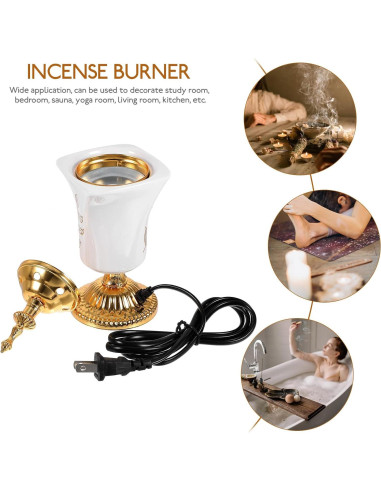Quemador de Incienso Eléctrico HOMSFOU Cerámica y Metal 20x7cm