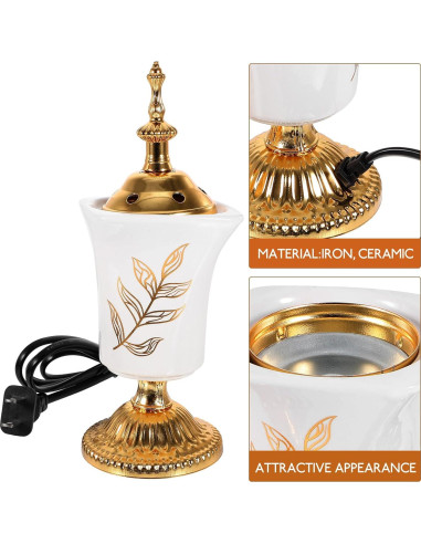 Quemador de Incienso Eléctrico HOMSFOU Cerámica y Metal 20x7cm