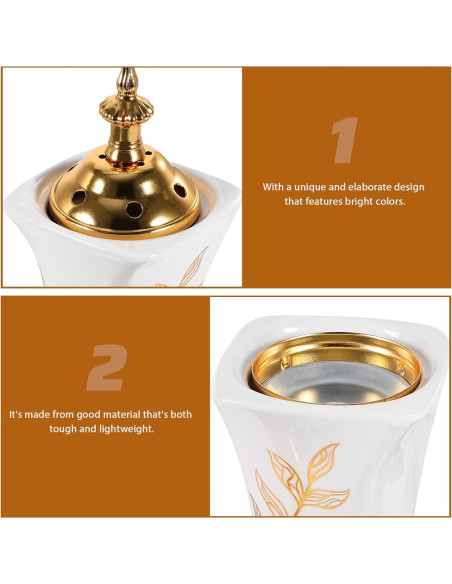 Quemador de Incienso Eléctrico HOMSFOU Cerámica y Metal 20x7cm Quemador de Incienso Eléctrico HOMSFOU Cerámica y Metal 20x7cm