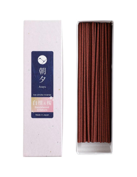 Incienso Bajo Humo Asayu Japón Sakura y Sándalo 20g