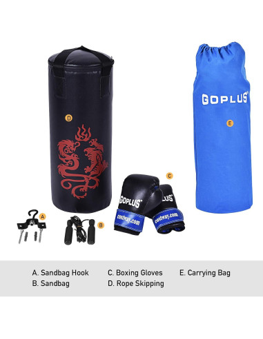 Conjunto Saco de Boxeo Goplus 10 kg con Guantes y Mochila