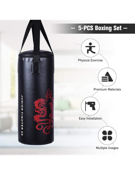 Conjunto Saco de Boxeo Goplus 10 kg con Guantes y Mochila