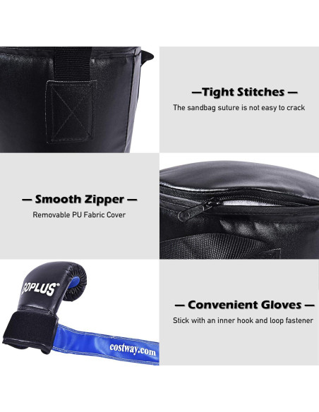 Conjunto Saco de Boxeo Goplus 10 kg con Guantes y Mochila