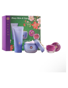 Conjunto Hidratante Tatcha Dewy Skin & Lips - Lavado de Arroz, Crema y Mascarilla