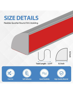 Moldura Cuarterona Flexible Autoadhesiva EYAYEN Gris 1.27cm x 1.27cm x 99.06cm 2