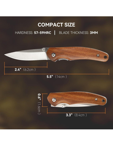 Cuchillo de Bolsillo BARRYSAIL Plegable 60.96 mm Mango Madera