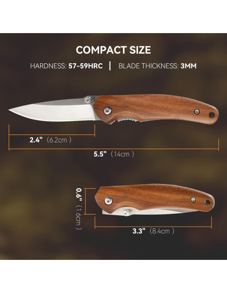 Cuchillo de Bolsillo BARRYSAIL Plegable 60.96 mm Mango Madera