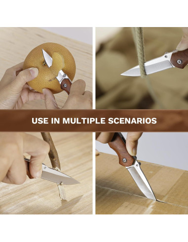 Cuchillo de Bolsillo BARRYSAIL Plegable 60.96 mm Mango Madera
