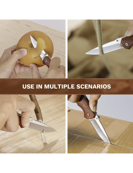 Cuchillo de Bolsillo BARRYSAIL Plegable 60.96 mm Mango Madera