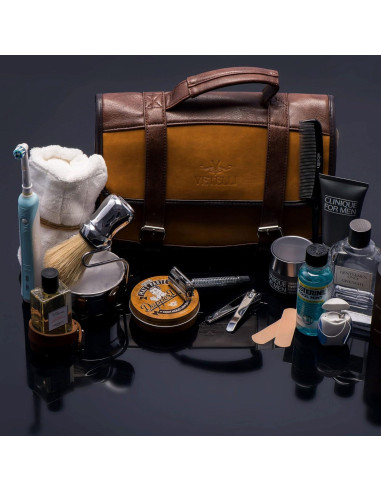 Bolsa de Aseo Vetelli para Hombres - Cuero Resistente al Agua